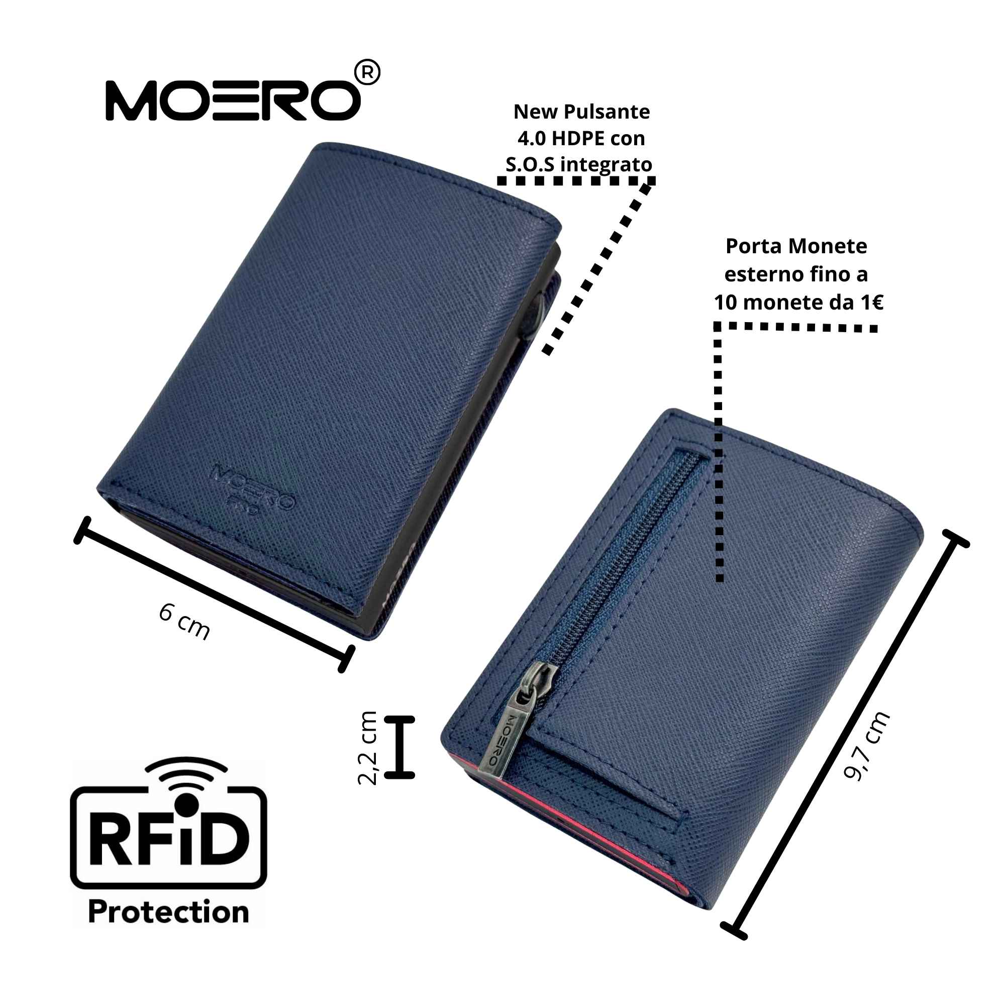 PRO Saffiano Blue Navy Reißverschluss 